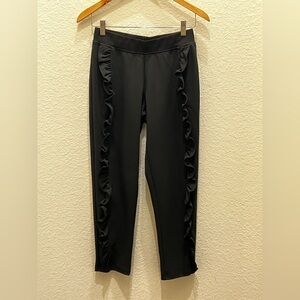 HUE Black Ruffle Trim Pants